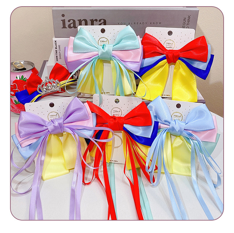 Cartoon Contrast Color Streamer Bow Children's Hairpin display picture 1