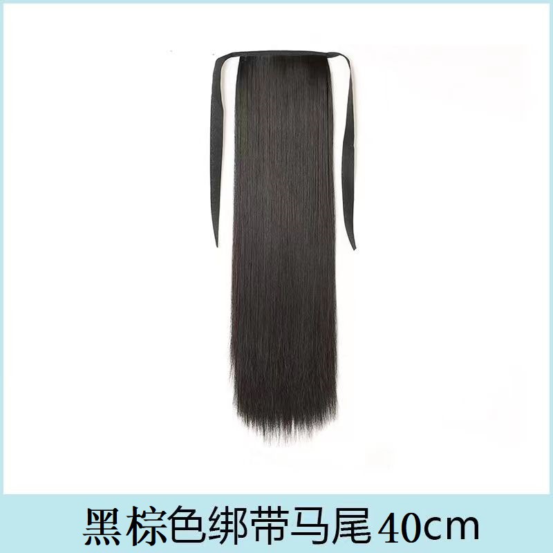 Peluca de cola de caballo doble de seda de alta temperatura para mujeres con cabello largo y liso, cabello artificial mate de alta temperatura, peluca de cabello esponjoso