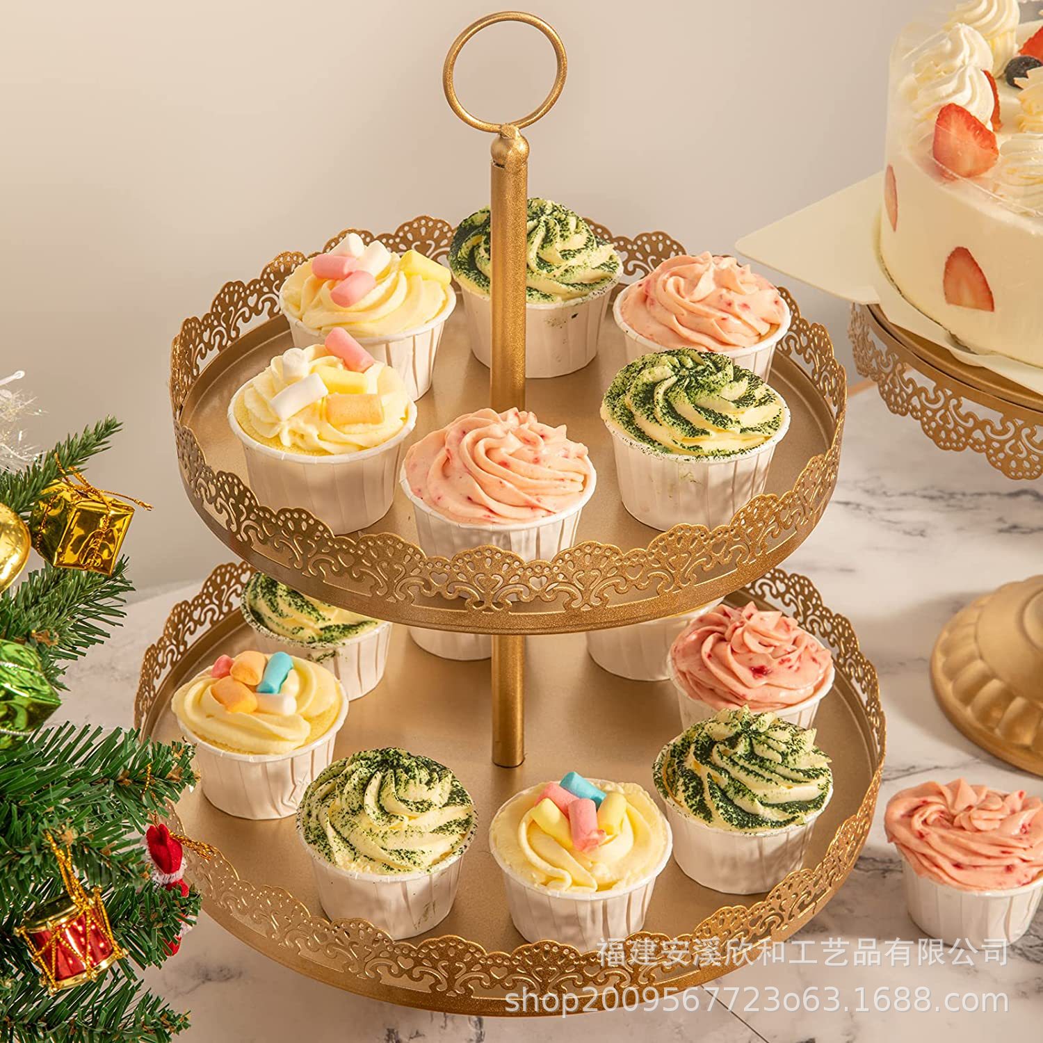 Creativo estilo europeo oro hueco estante de pastel de boda props mesa de postres decoración de postres tienda de postres refrigerio combinación de estante de pastel