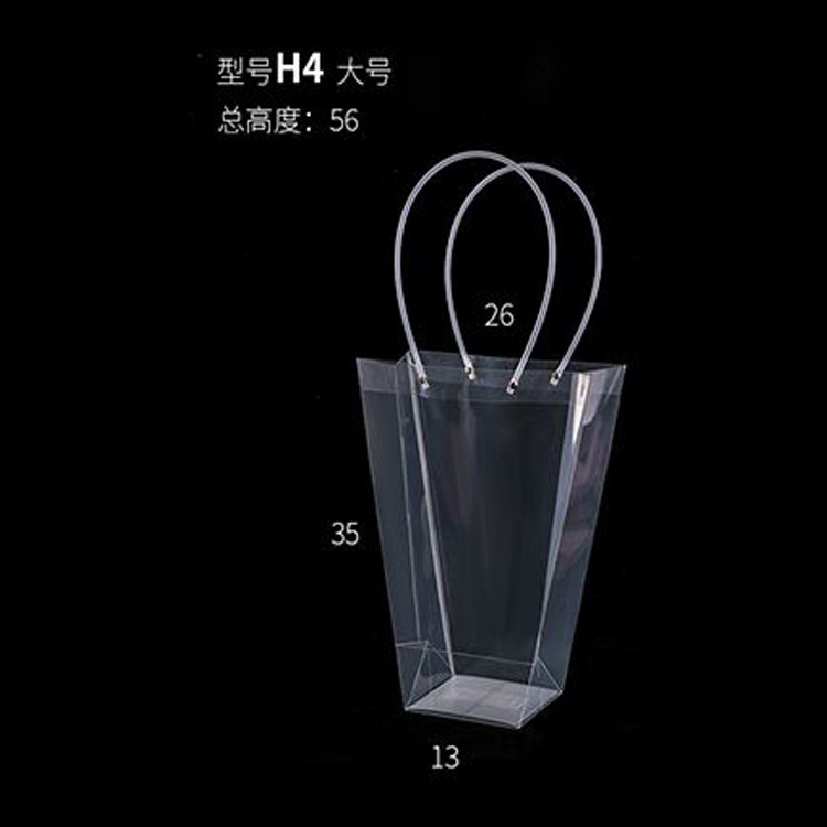 Bolsa de regalo cuadrada de plástico OPP impermeable para el Día de San Valentín chino, bolso de mano transparente con forma de trapezio para flores, bolsa de regalo para ramo de flores