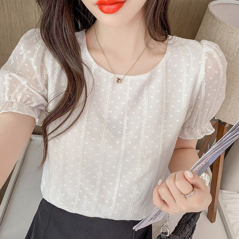 Fashionable cute shiffon summer lace T-shirt