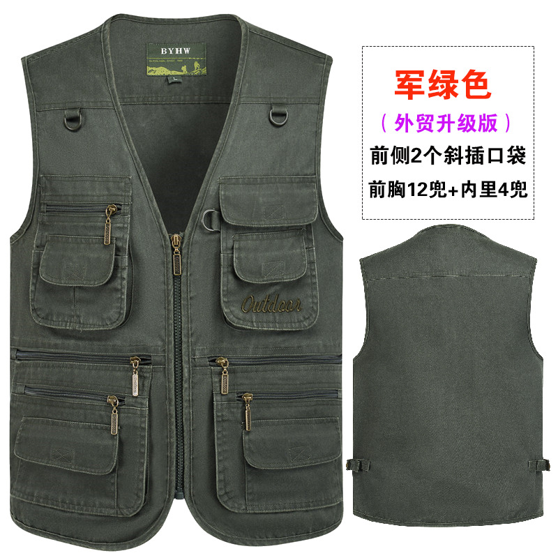 Exportación de comercio exterior chaleco negro de primavera y otoño para hombres con logotipo de impresión de bolsillo al por mayor de 300 jin chaleco clip