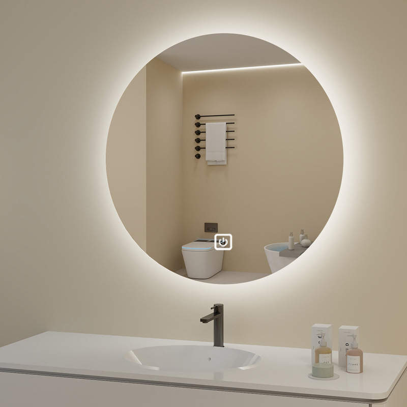 Customized Nordic Round Smart Bathroom Mirror with Led Lighting, Touch Screen, Anti-Fog Mirror, and Makeup Mirror