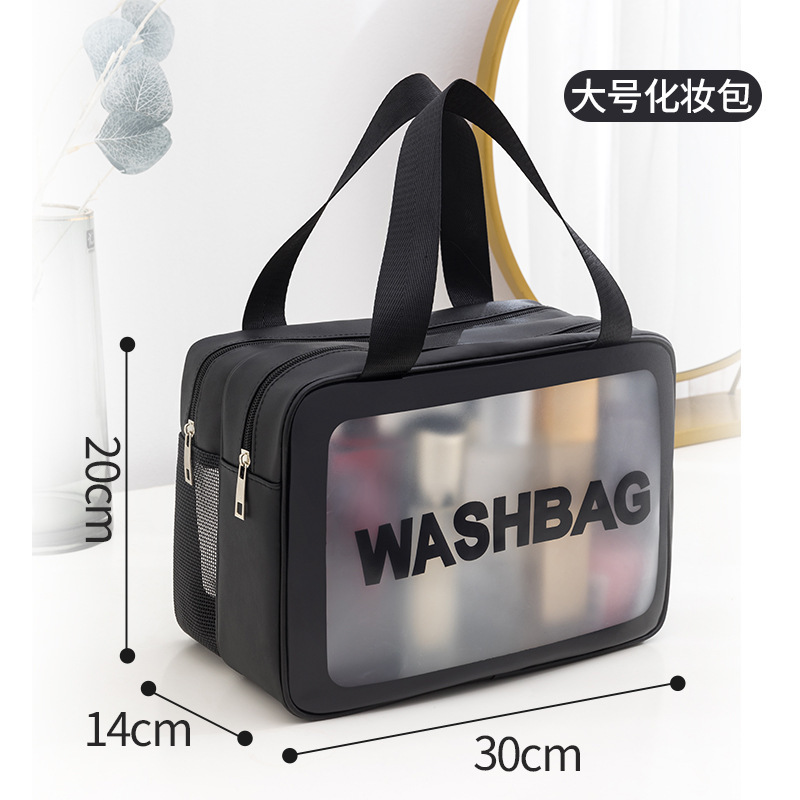 Bolsa de lavado de maquillaje transparente de tres piezas de PVC bolsa de baño de gran capacidad bolsa de almacenamiento portátil mate translúcida