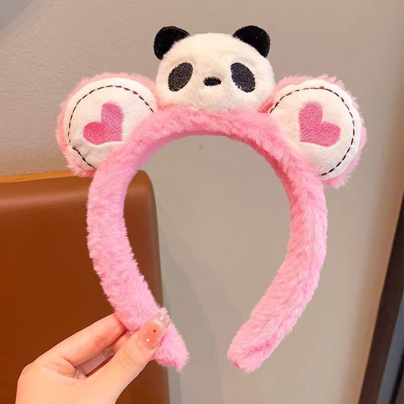 女の子の洗顔ヘッドバンド、かわいい漫画の猫のヘッドバンド、クマのイチゴの洗顔ヘアアクセサリー、メーカー在庫卸売|undefined