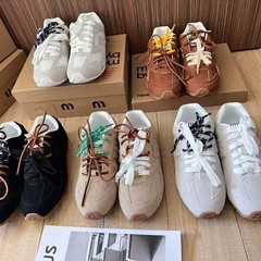 miu家同款鞋联名复古阿甘鞋女2025春新款拼色网面透气运动德训鞋