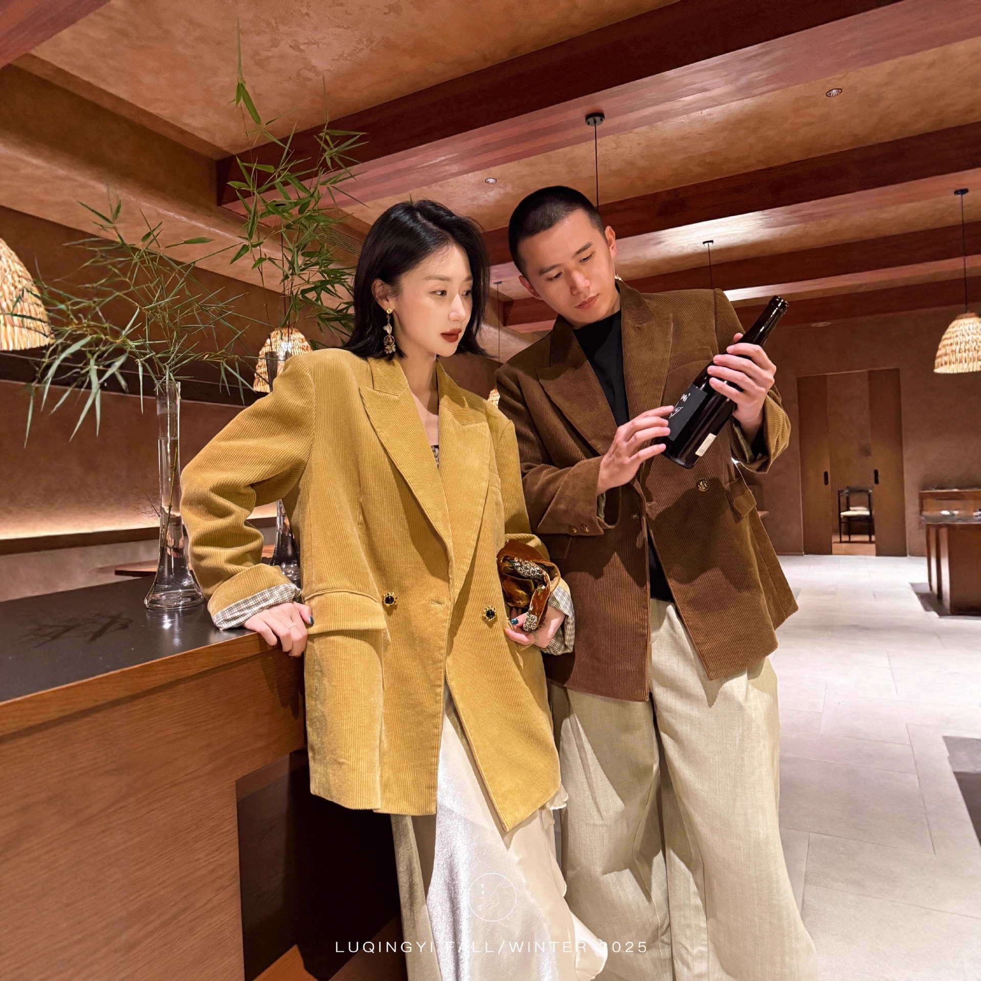 ng2510292 Qing Yi Original Guifengqin Vintage Corduroy Blazer da donna, giacca casual autunnale in cotone con revers a tacca_voghion.com