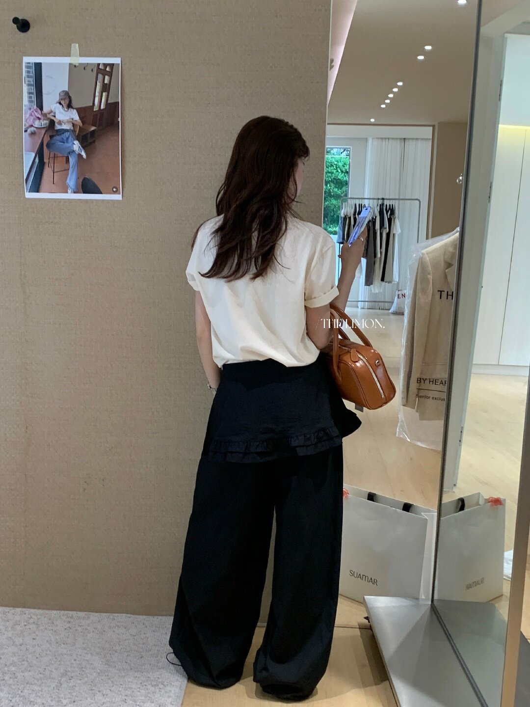 Quần culottes nữ ống rộng cạp cao, phối viền ren xếp tầng, dáng suông rộng, thanh lịch và thoải mái — màu đen, Xanh da trờicolor, màu trắng, Đá vôi chi tiết 15