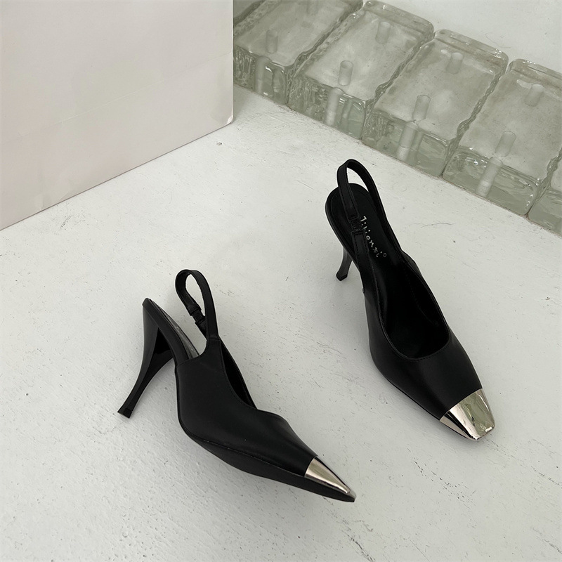 Sandalias de tacón de aguja con punta cuadrada de hierro NSSO98062