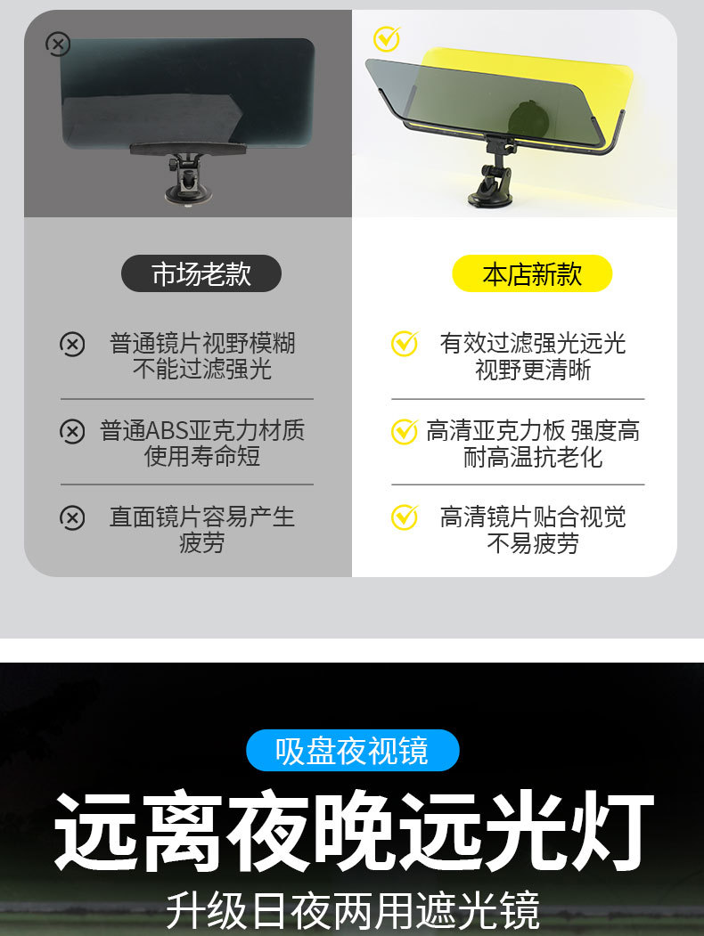 Tricycle sun visor, night-time anti-high beam shield, sunshade mirror, suction cup type universal interior sunshade, goggles
