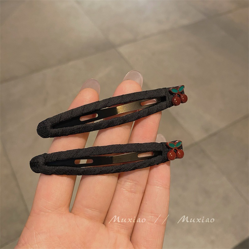 Fermaglio bb per capelli in tessuto nero stile coreano_voghion.com