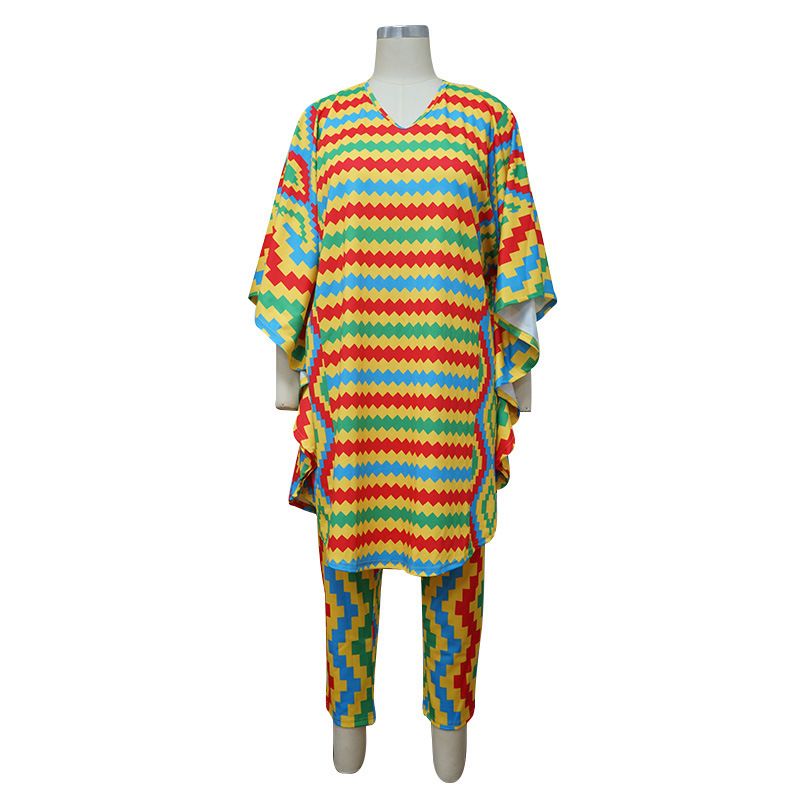 Fall Loose Digital Number Printing African Black People Two Piece Sets