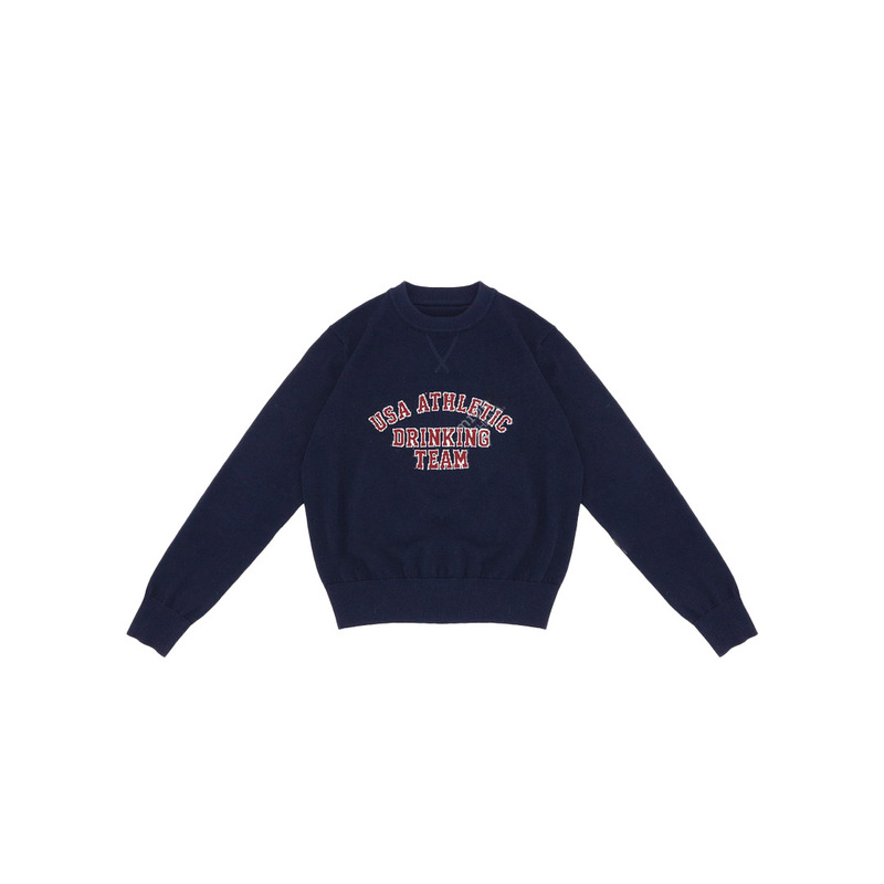 ‘American Camp’ lazy and casual style color-blocked embroidered knit long-sleeve top # 5661D ‘American Camp’ lazy and casual style color-blocked embroidered knit long-sleeve top # 5661D