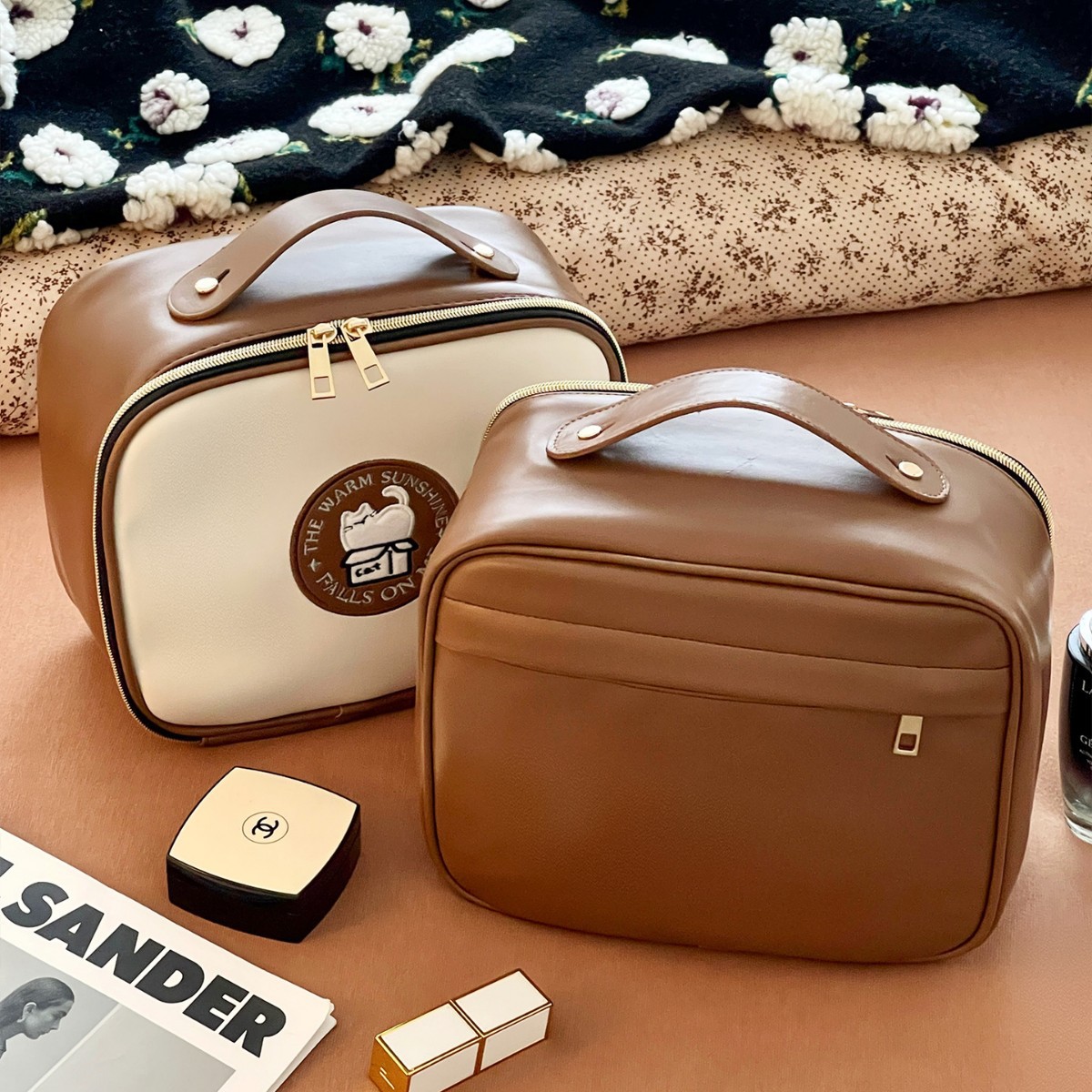 Bolsa de cosméticos bolsa de almacenamiento de cosméticos de partición de gran capacidad bolsa de lavado de viaje bolsa de almacenamiento de cepillo de maquillaje portátil impermeable para mujer