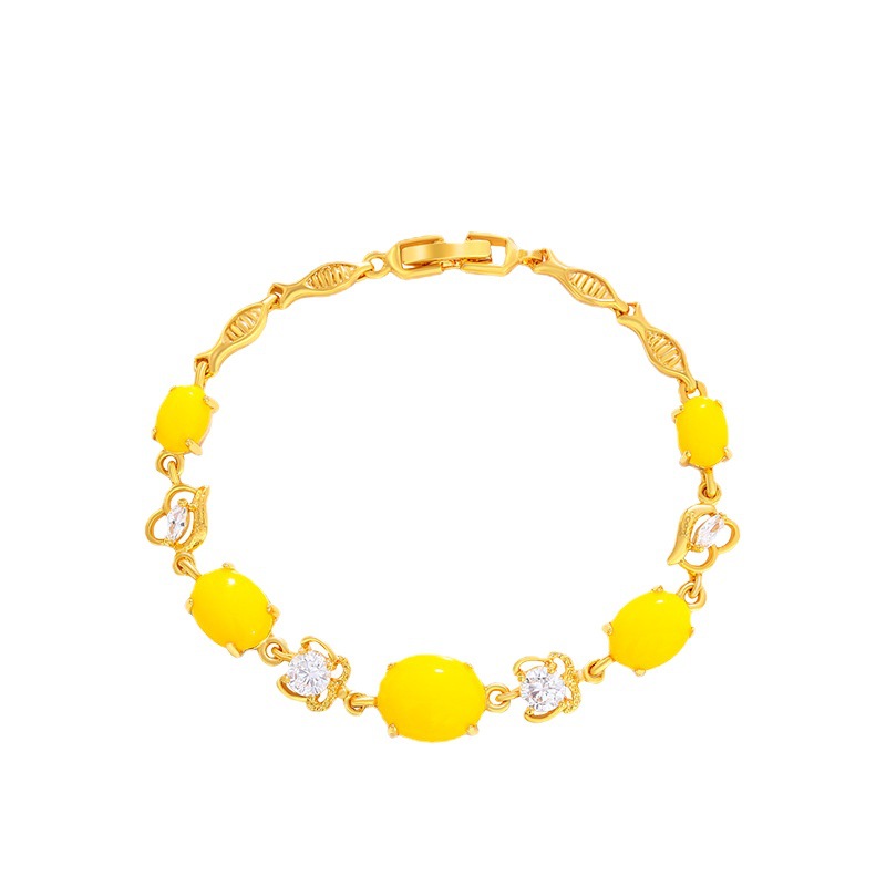 Xuping joyas de aleación de joyas de piedra preciosa artificial pulsera de moda de mujer chapado en 24K joyas de mano de peces exquisitas