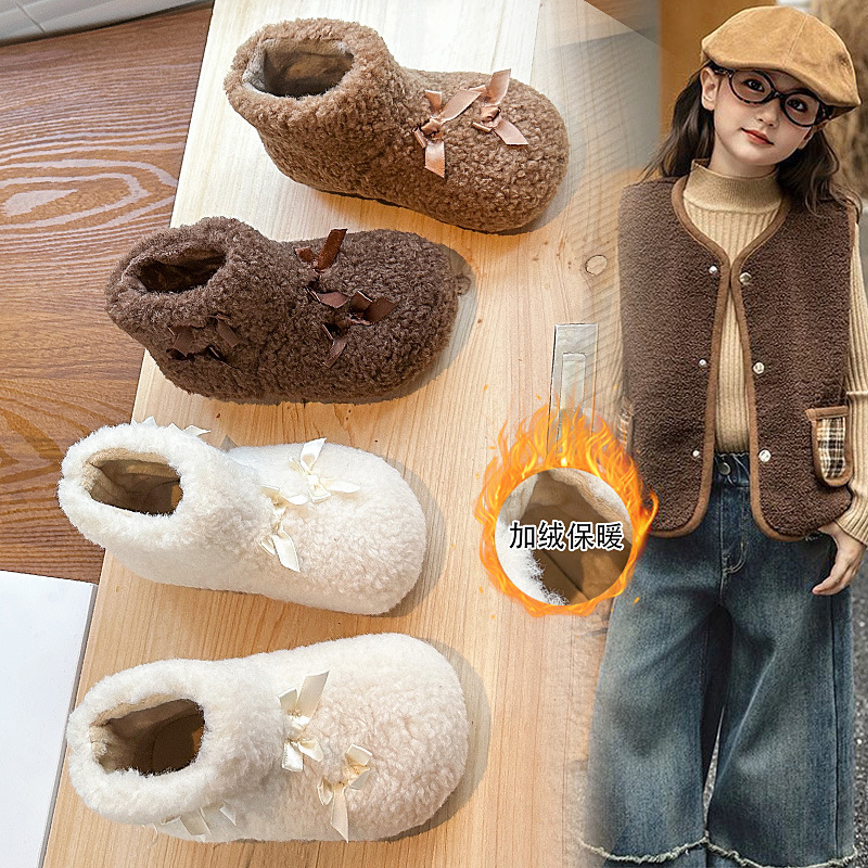 Girls 2025 Winter Lamb Wool Cotton Boots Baby Girl Fashionable Short Boots Children's Cotton Shoes Fur Boots Snow Boots