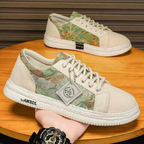 New Men's Autumn Breathable Anti-Odor Board Shoes, Men's Canvas Shoes, Lightweight and Comfortable, Soft Sole, Low Top Casual Shoes