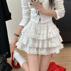 蕾丝拼接蛋糕裙半身裙女秋季芭蕾风法式高腰a字辣妹包臀蓬蓬短裙
