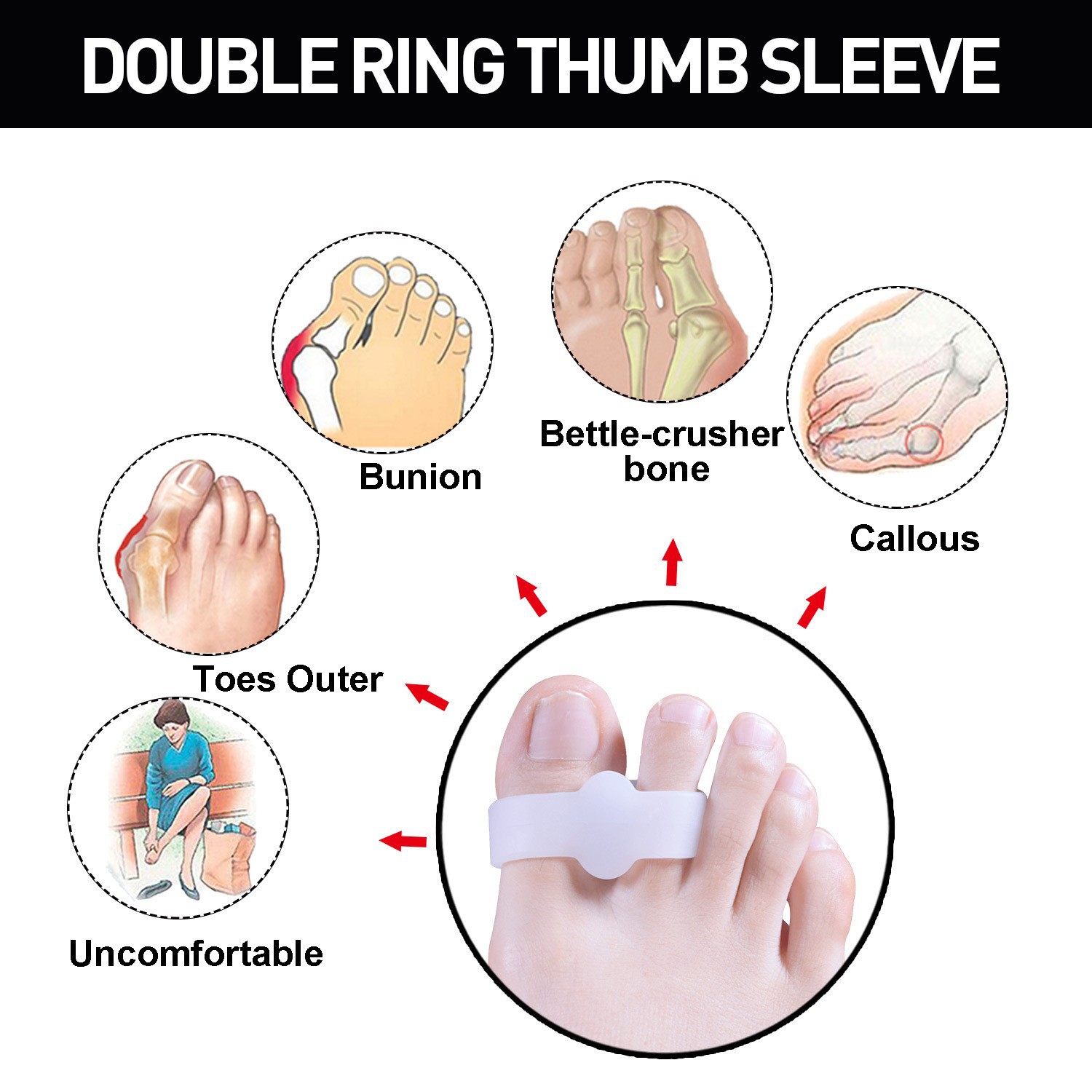 Amazon sumifun par pulgar valgus corrector pie corrección toe separador C136