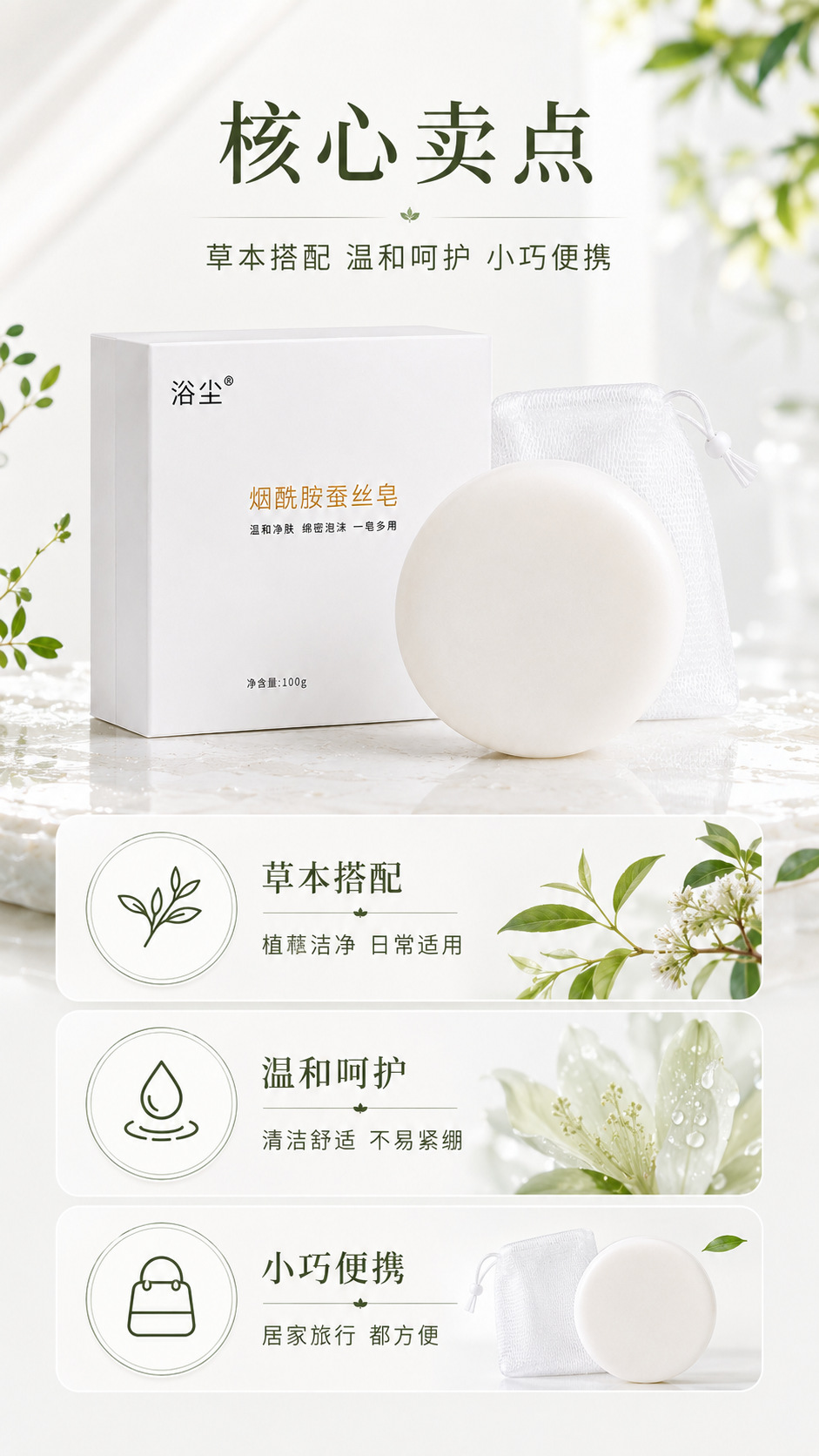 Silk Anti-Mite Handmade Cleansing Bar with Niacinamide 100g Floral Face and Body Soap for Oily Skin key features