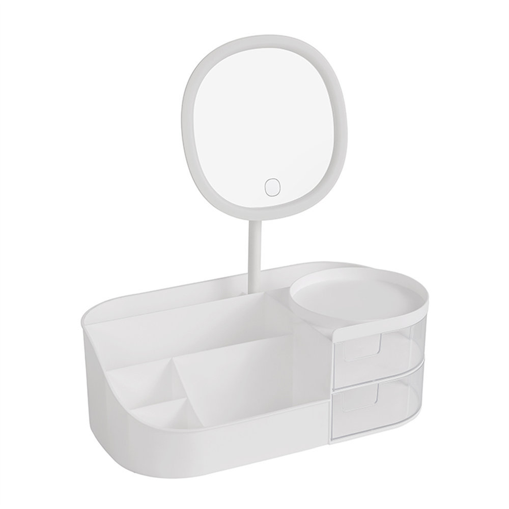 Caja de almacenamiento de cosméticos multifuncional tocador de escritorio espejo cosmético estante de cuidado de la piel caja de almacenamiento de lápiz labial al por mayor
