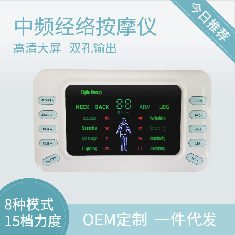アップグレード版家庭用充電式中間周波数マッサージ器デュアル出力電気治療経絡理学療法器パルス鍼灸マッサージ器|undefined