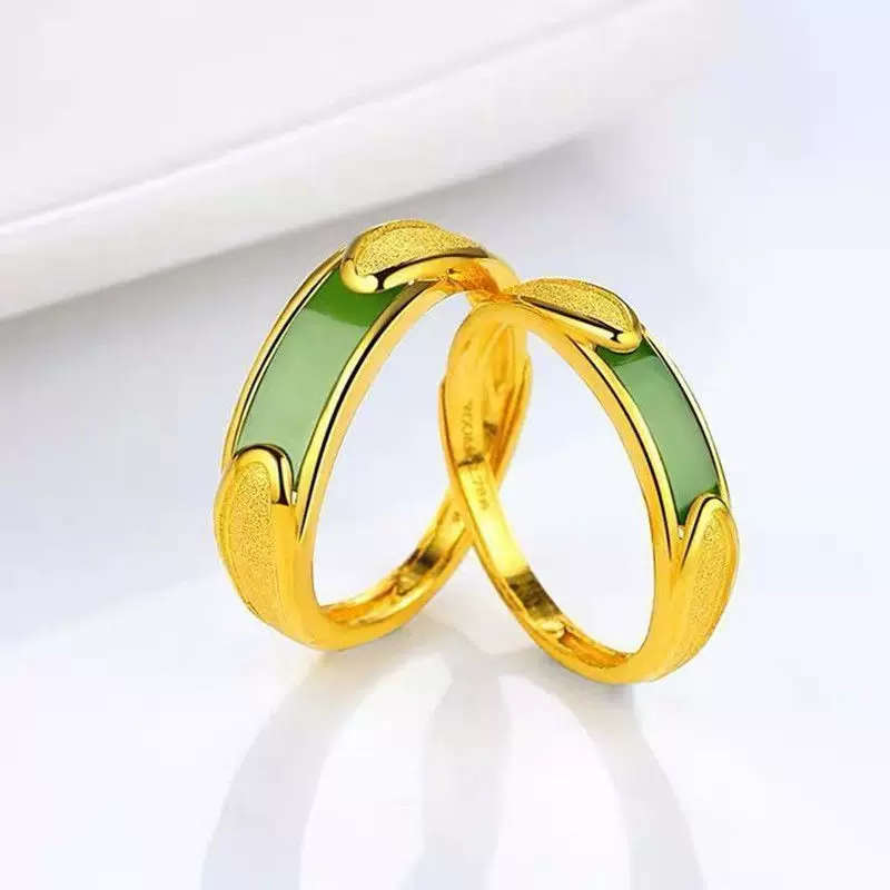 Вьетнамские золотистые imitation HuaTian jade кольцо мужское/женское стильное открытое регулируемое кольцо подарок 520