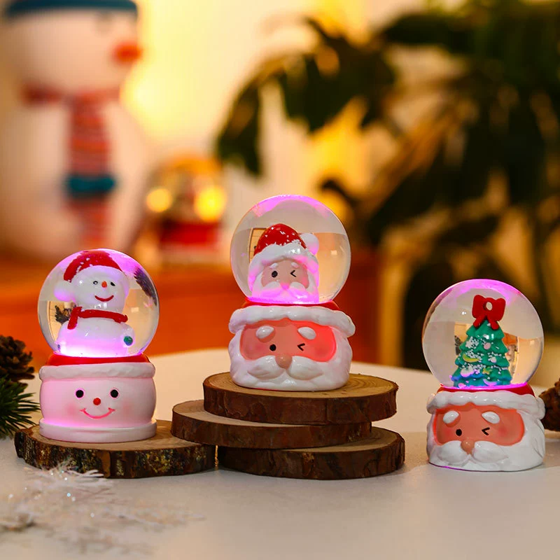 Рождественский резиновый снежный шар-жетоны, LED- подсветка, 8.8×11 см, декоративный шар на батарейках