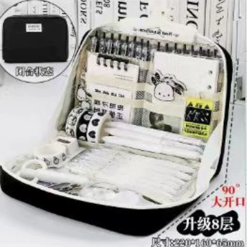 Big capacious universal pencil case for students, storage system, high quality cosmetic bag, primary and secondary school, classification