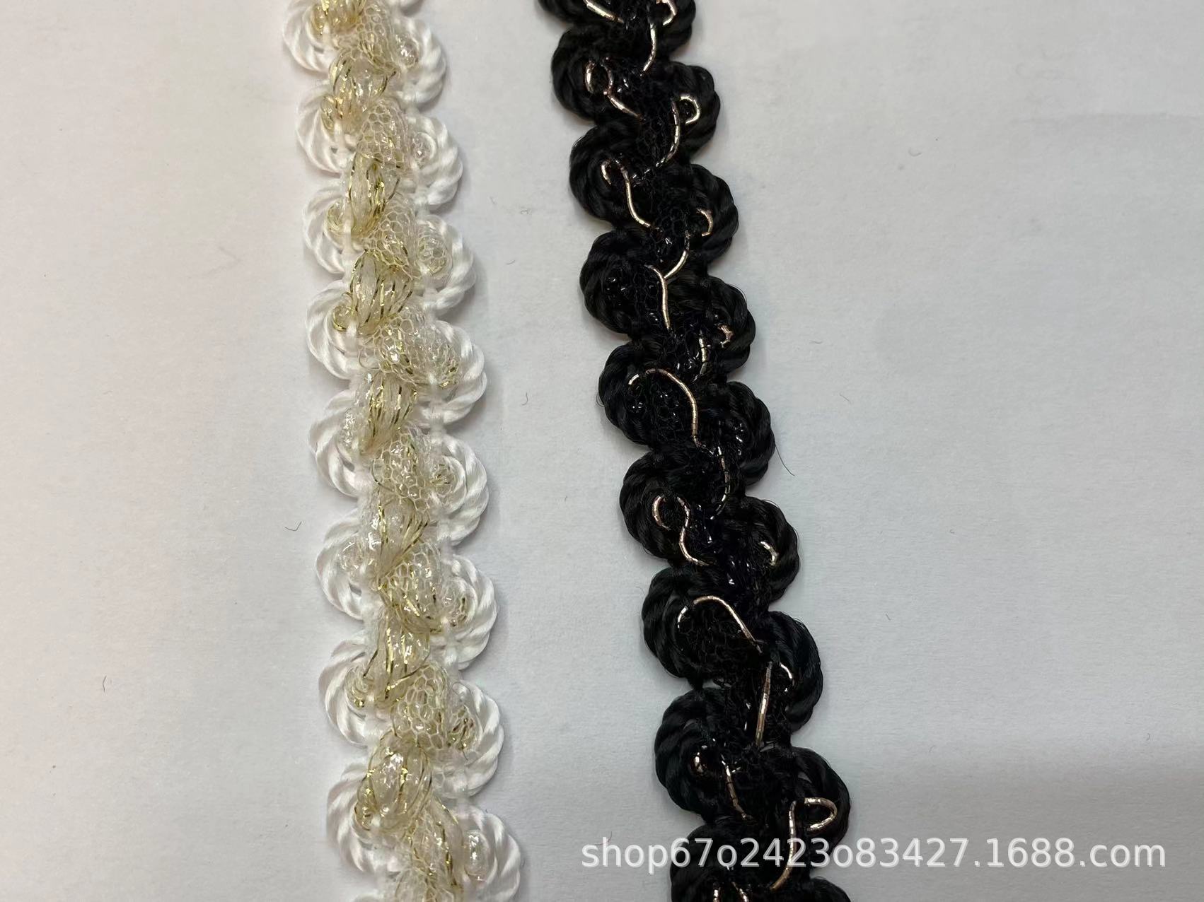 Chanel estilo de ocho caracteres ciempiés borde cinta de seda de oro borde de encaje tira de onda de encaje ropa abrigo Accesorios