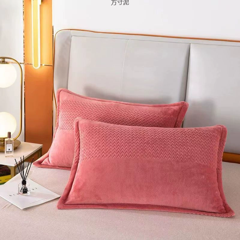Пара наволочек из молочного бархата, зимняя утолщенная теплая золотая норковая бархатная антистатическая наволочка для взрослых и студентов, заводская одинарная наволочка