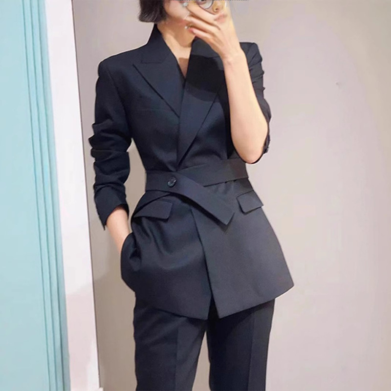 XZ126-plus size Women's Workplace Interview Commuter Style Black Waist Long Sleeve chubby girl Professional Suit Jacket