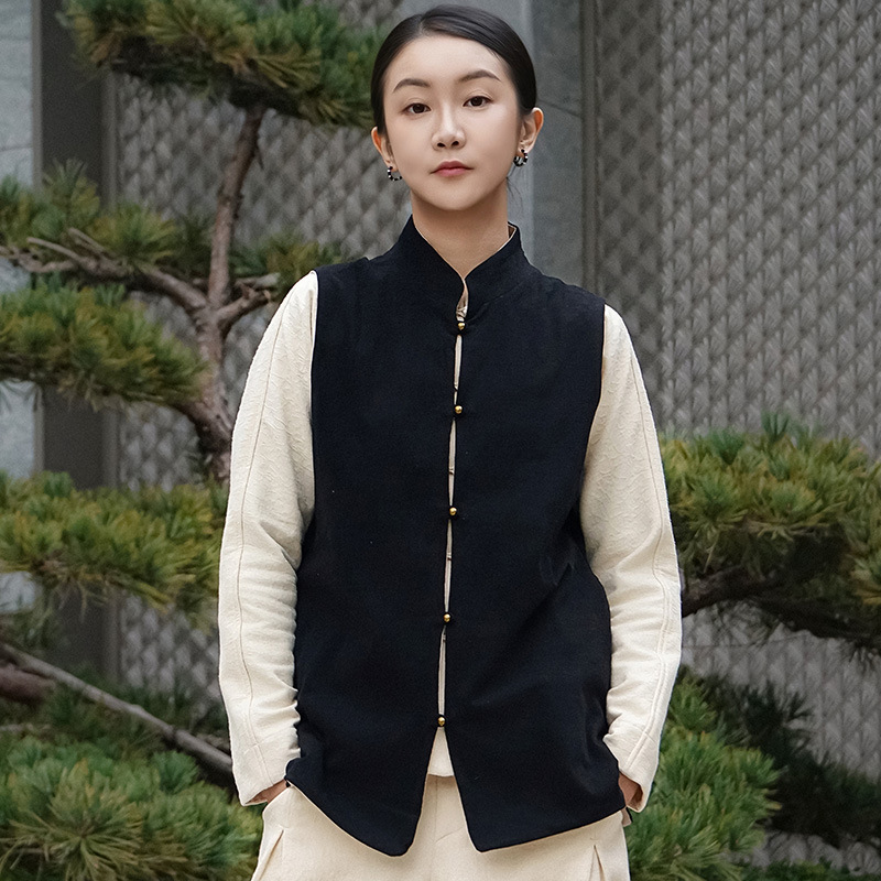 2025 autumn and winter new Chinese Tang suit double-sided double-worn cotton vest vest for middle-aged parents and mothers with the same style