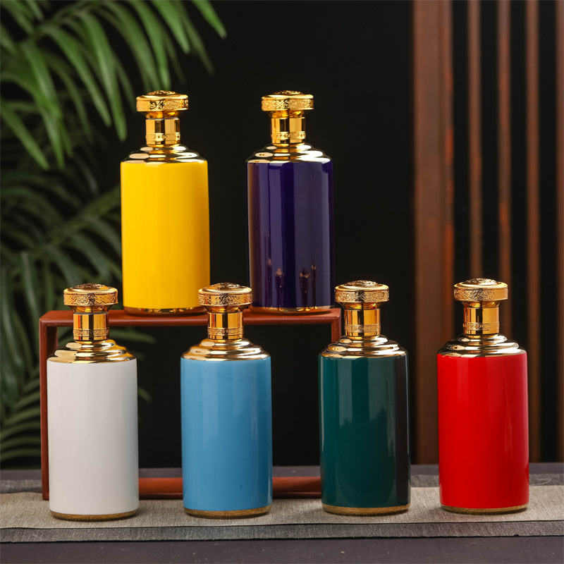 茅型酒瓶陶瓷一斤装密封金色茅台镇仿伪盖一次性茅形瓶1定制