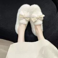 Теплые туфли с бантом, большие размеры