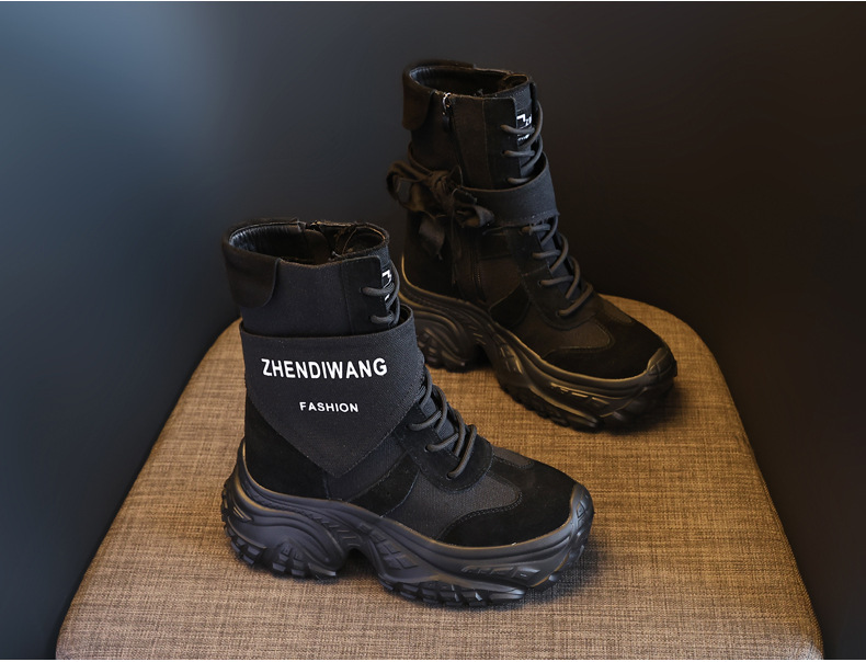 Giày boot nữ cổ ngắn đế xuồng da thật phong cách martin thon gọn — màu đen chi tiết 4