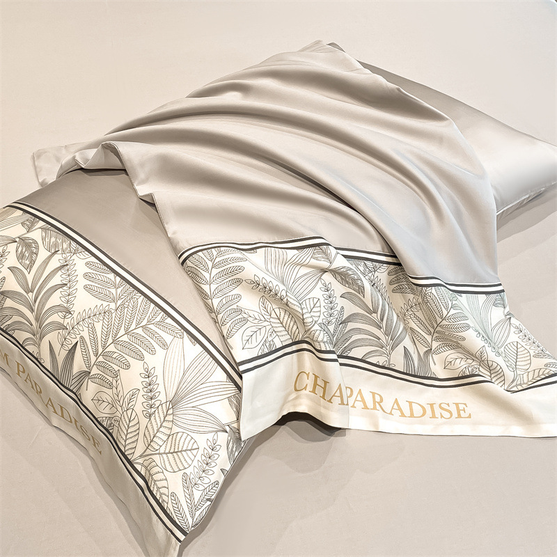 Parure de lit en coton lavé avec housse de couette et draps_voghion.com