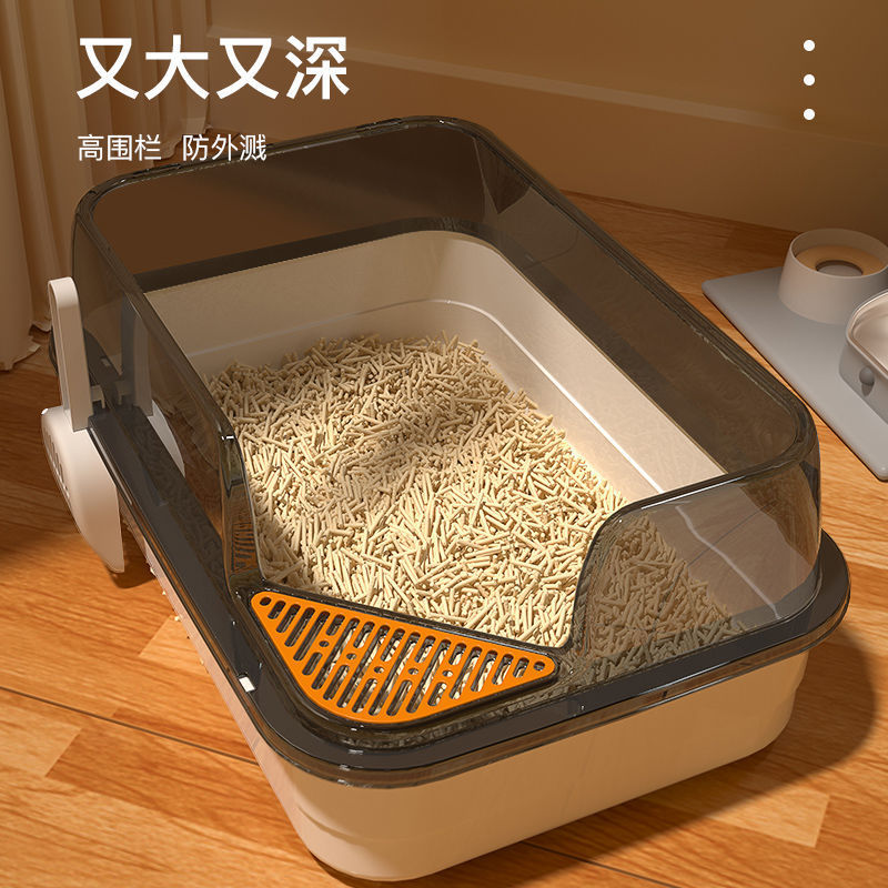 猫砂盆超大号防外溅巨无霸封闭式猫砂盆特大防带出半封闭猫厕所|undefined