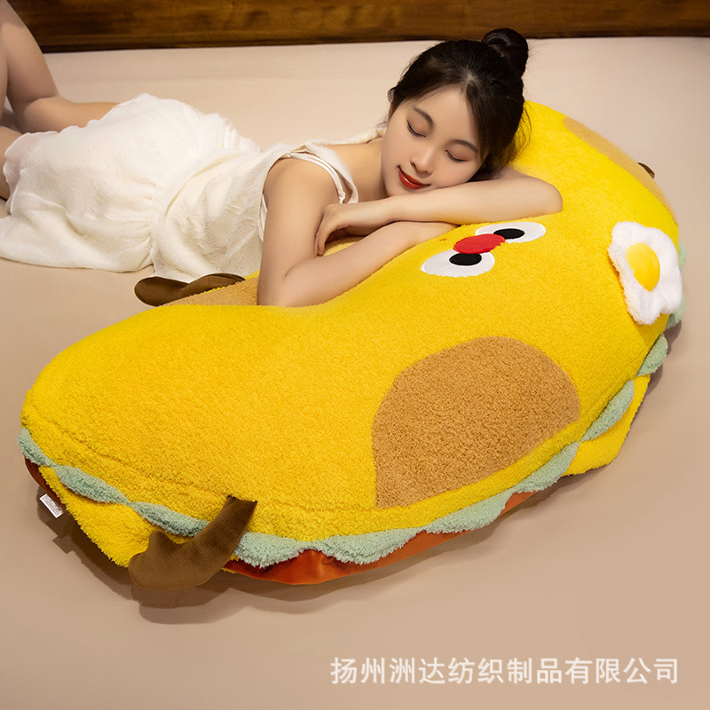 Cojín de Cabecera con Forma de Hot Dog de Peluche para Dormitorio