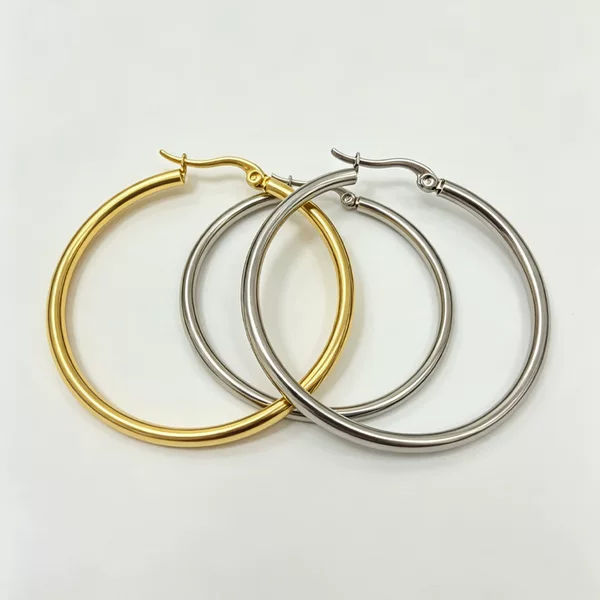 Stainless Steel Large Circle Earrings for Women, Elegant Plain Hoop Earrings, Round Earrings, Gold Earrings That Do Not Fade