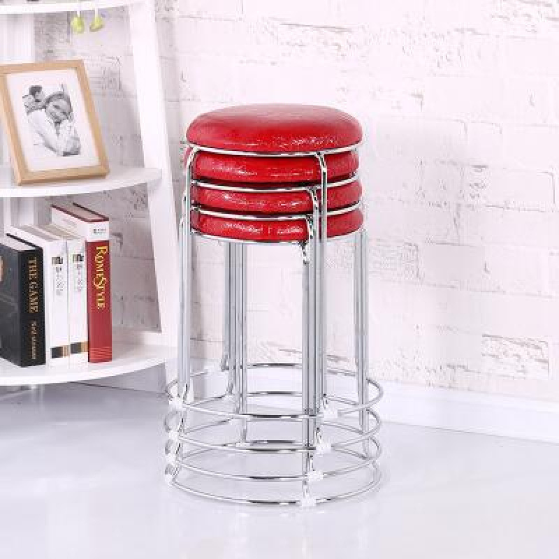 Taburetes redondos de madera sólida taburetes de acero inoxidable taburetes caseros apilables taburetes de hierro forjado dormitorio taburetes de comedor para adultos