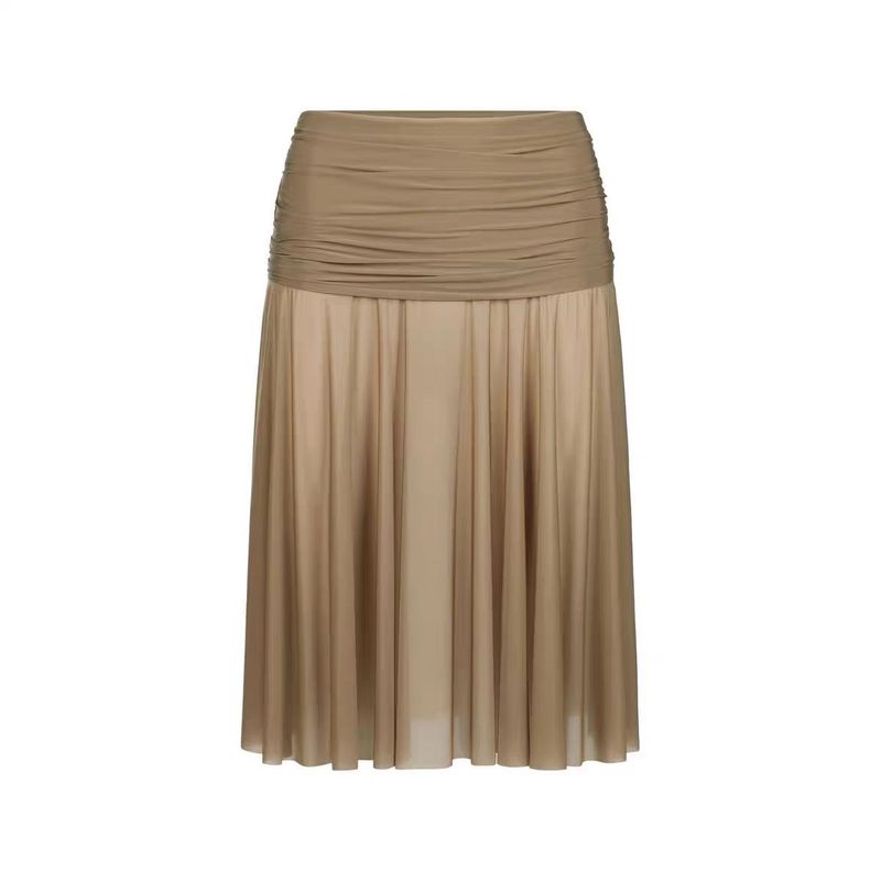 新商品 SKIMS MILKY SHEER MIDI SKIRT ハイウエスト プリーツ レディース スカート オーバーニー ミディスカート|undefined