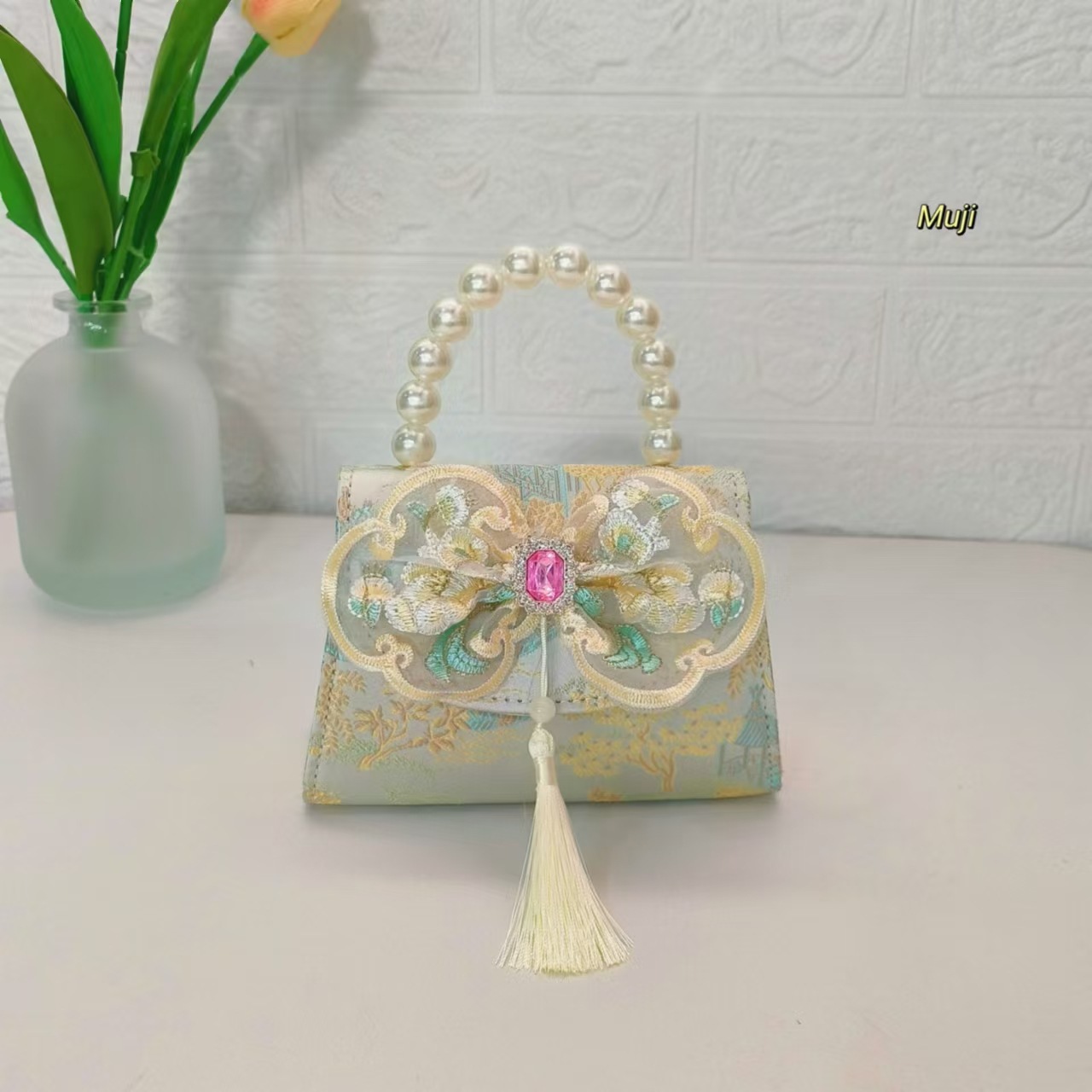 Bolso de perla nuevo estilo chino bolso de niños bolso de cambio para niñas bolso de cadena bolso de arco bolso pequeño
