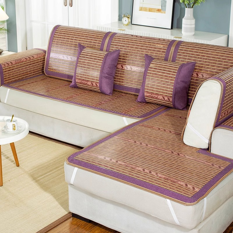 Estera de bambú cojín de sofá cojín de verano 2025 nueva sensación fría simple y moderna funda de sofá antideslizante tela de cubierta