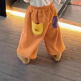 黁白儿童加绒长裤女童加厚束脚裤宝宝冬装保暖裤子男童冬季休闲裤