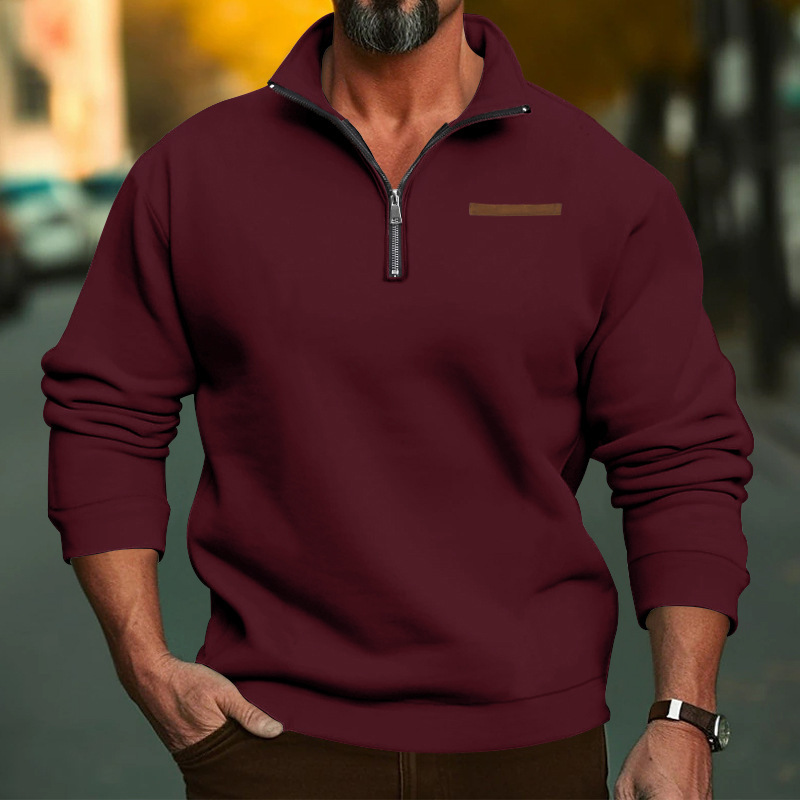 Men's Sweatshirt With Stand Collar And Half Zipper For Winter_voghion.com