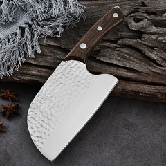 鍛打菜刀錘紋圓頭家用殺魚刀廚師專用砍切女士切菜切片刀廚房刀具