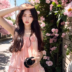 ミントマンボ風フレンチピンクストラップワンピース女性春夏ドーパミン三亜海辺リゾートビーチロングスカート