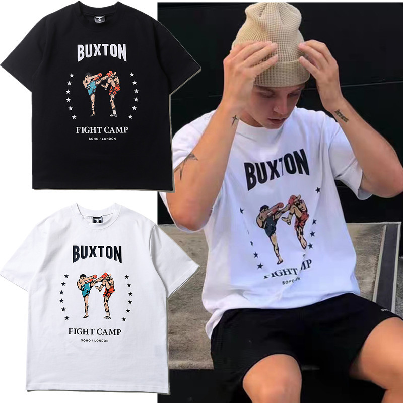 Nueva camiseta de verano para hombre con estampado de boxeo, estilo urbano, estilo vintage holgado, algodón puro, estilo para parejas, cuello redondo, manga corta.