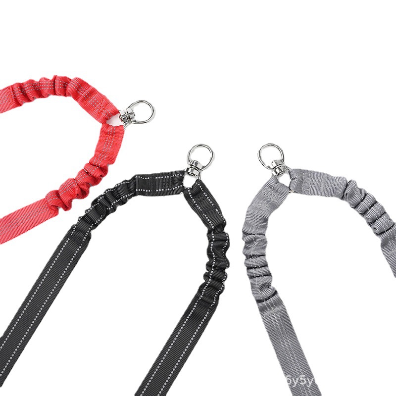 Cuerda de tracción para mascotas Cuerda de perro de nylon reflectante de doble cabeza Perro pequeño Perro grande Golpe a prueba de explosiones Una arrastre Dos Cuerdas elásticas al por mayor